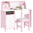 thumbnail image 1 of Qaba Ensemble Bureau et Chaise pour Enfants 2 Pcs avec Tableau Blanc, Rangement, Étagères, Rose, 1 of 9
