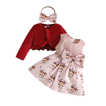 Splozh Toddler Baby Girl Birthday Outfit Baby Girl Christmas Outfit Ruffled Long Sleeve Romper Overall Dress Set Cute Fall Winter Clothes Dark Green,12-18 Months
