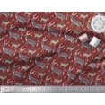 thumbnail image 2 of Soimoi Red Poly Georgette Fabric Deer Animal Print Sewing Fabric Yard 52 Inch Wide, 2 of 3