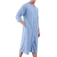 thumbnail image 3 of Horkkom Mens Nightgown Long Sleeve with Pockets Button Bathrobe Loose Soft Robe M, Gifts for Men, 3 of 3
