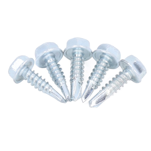 Vis pour Tôle, Plaquées Zinc M4.8x19 250 Pcs Réduire la Résistance Vis Auto-Perçante Prévenir les Fissures pour Travail du Bois Tête Hexagonale, Tête de Laveuse Ronde
