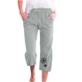thumbnail image 2 of Jsaierl Womens Capris with Pockets Drawstring Elastic Waisted Wide Leg Cropped Pants Plus Size Fashion Floral Print Capris, 2 of 5