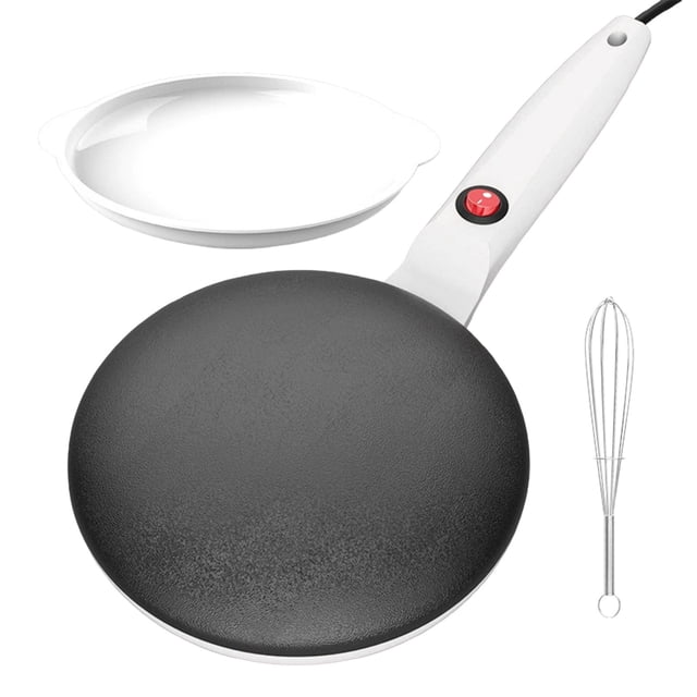 Oimcto Electric Pancake Maker,White B,Instant Crepe Maker 8" Griddle Crepe Maker Non Stick Pan Auto Thermostat Handheld Long Handle Portable Breakfast Maker for Pancake Chapati