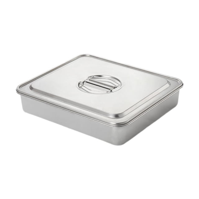 Rongfmy Cake Pan with Cover Rectangular Stainless Steel Nonstick with Lid DIY Baking Pan 34cmx29cm