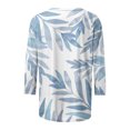 thumbnail image 5 of HKEJIAOI Blouse pour Femmes 3/4 Manches Imprimé Floral Col Rond S Trois-Quarts Manches Femme Haut, 5 of 5