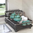 thumbnail image 5 of Dish Drying Rack Dish Drainer For Kitchen Counter With Utensil 2 Tier Dish Rack With Drainboard Space Saving Large Capacity And Easy To Installation Carbon, 5 of 5