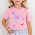thumbnail image 2 of HNMKIU T-Shirts Filles Hauts Tees Chemises Mignon Imprimé Manches Courtes Col Rond T-Shirt pour Enfants Tenue Décontractée Confortable Mode de Tous les Jours, 2 of 4