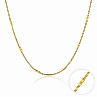 JeenMata 18 Inch Sleek Gold Chain Necklace - Beaded Chain in Yellow Gold Plating for Women