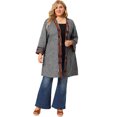 thumbnail image 3 of GRACE & GRANDEUR Women's Plus Size Color Contrast 3/4 Sleeves Open Front Cardigan, 3 of 7