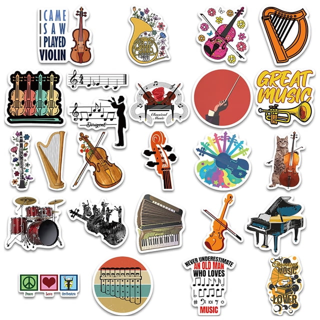 Moins de 5 Autocollants Autocollants d'Instruments de Musique Décorer Bagage Cahier Autocollants Bricolage Saison Scolaire
