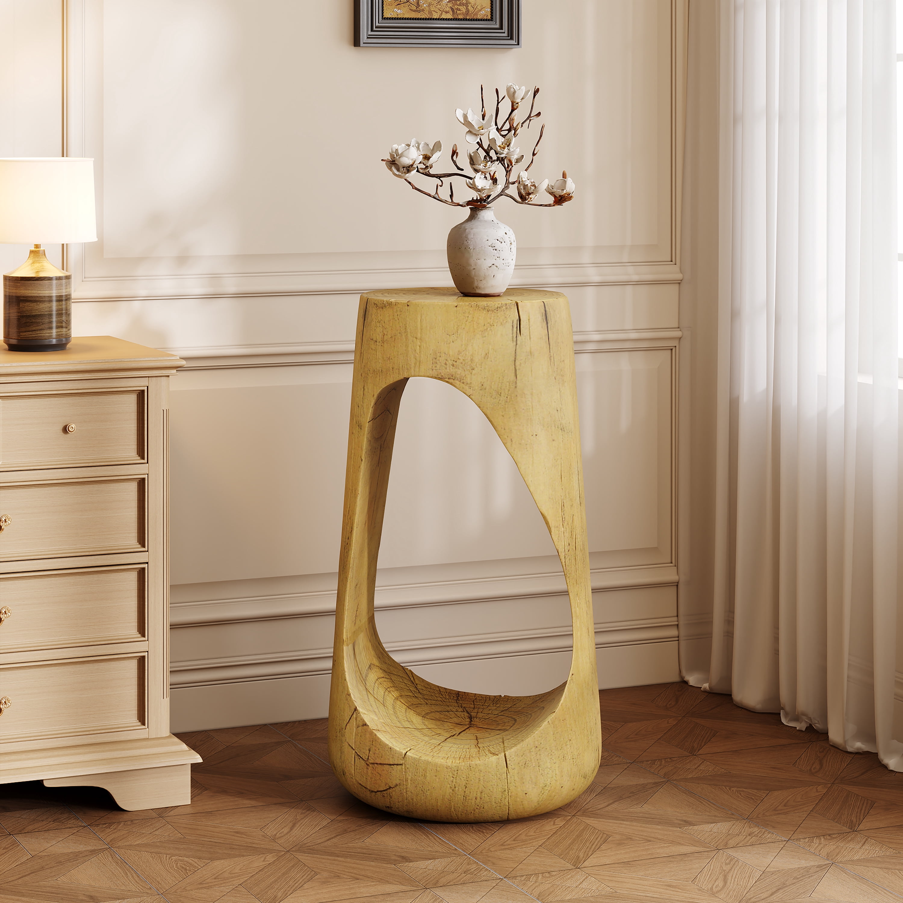 Table d'appoint Noble House grise MGO, texture bois, 67,5 cm de hauteur, naturelle