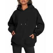 Womens Oversized Hoodies Fleece Sweatshirts Fall Fashion Pullover Sweaters Winter Clothes Black L