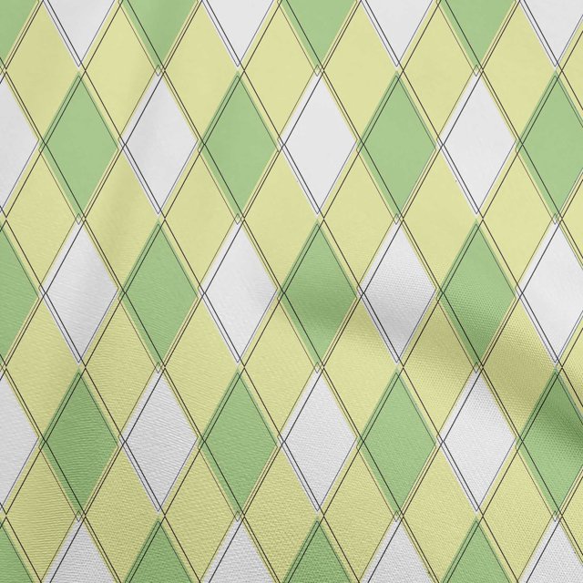 oneOone Rayon Medium Yellow Fabric Argyle Craft Projects Decor Fabric Printed By The Yard 56 Inch Wide