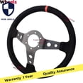 thumbnail image 2 of MOMO 350mm/14" Black Deep Dish Suede Leather Racing Drift Sport Steering Wheel -, 2 of 4