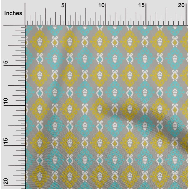 oneOone Tissu Georgette Viscose Imprimé Ikat Tourbillon au Mètre 42 Pouces de Large