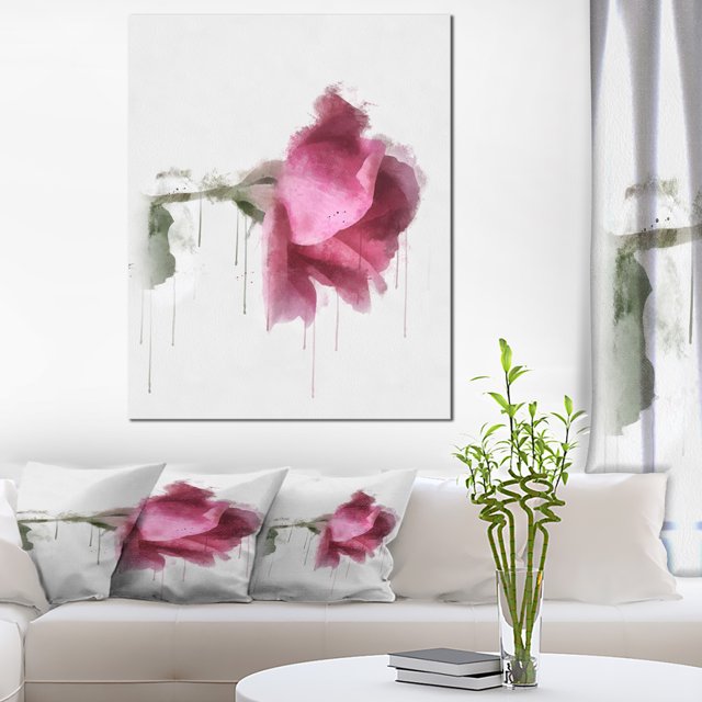 Belle Rose Dessin Aquarelle - Impression sur Toile Florale
