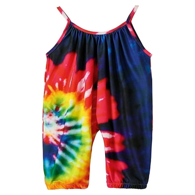 Toddle Sleeveless Jumpsuit with Tie-dye Pattern Printing Elastic Closure Clothing