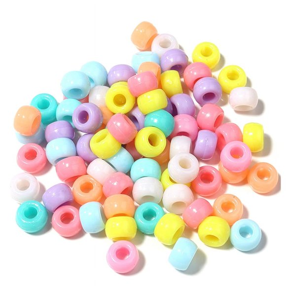 Perles Kandi en Vrac pour Bricolage Artisanat Fabrication de Bijoux Bracelets Kandi 6x9 mm Environ 1800 Pcs, Couleur Claire