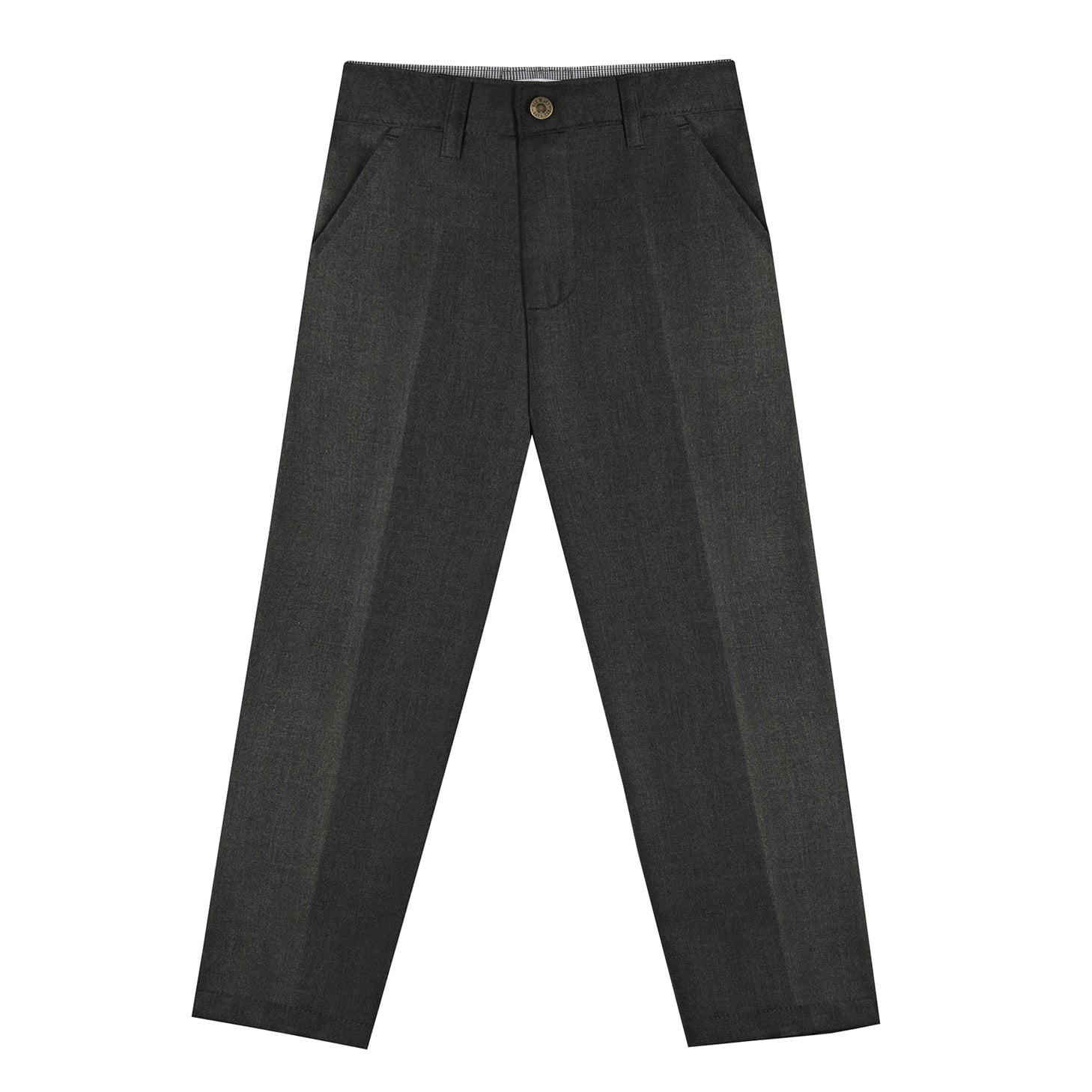 Buyless Fashion Pantalon Garçon devant Plat Coupe Régulière Polyester Formel et Décontracté
