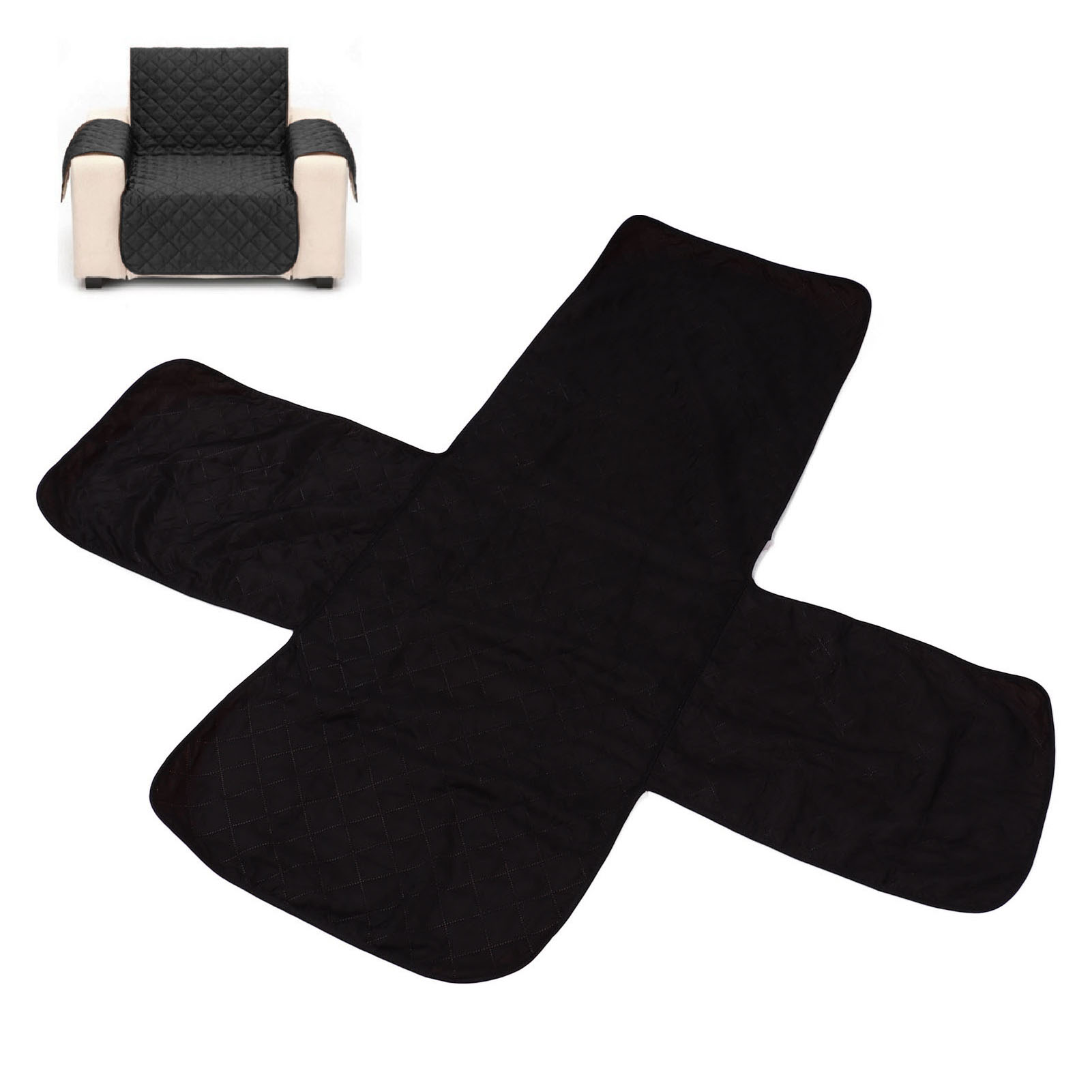 Recliner Sofa Protector Cover, Cloth Waterproof Waterproof Recliner Sofa Cover Washable Convenient  for Home Black,Grey