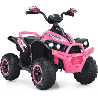 OLAKIDS VTT à Chevaucher, Voiture Jouet 4 Roues 12 V à Pile pour Tout-Petits, Quad Électrique Motorisé Arrière pour Garçons et Filles avec Lumières DEL, Musique, Klaxon, Vitesse Haute et Basse, Démarrage en Douceur