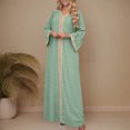 thumbnail image 2 of Robe Abaya Musulmane Femme, Caftan à Col en V, Robe de Prière Islamique, Robe Brodée Effet Bronzage, Robe Longue de Soirée pour les Fêtes, 2 of 6