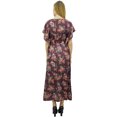 thumbnail image 4 of Bimba Robe Longue Maxi en Satin à Cordon, Kimono Kaftan Floral pour Femme, Bordeaux - 16, 4 of 8