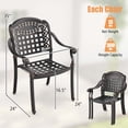 thumbnail image 4 of Costway 4pcs Patio Cast Aluminum Armrest Chairs Dining Stackable Outdoor Bronze, 4 of 8