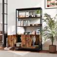 thumbnail image 2 of Gymax 57'' Cat Litter Box Enclosure w/ Storage 2-tier Shelves Removable Scratcher Brown, 2 of 10