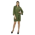 thumbnail image 3 of Bimba Women Short Solid Belt Robe Soft Modal Cotton Wrap Round Plain Bath Robe, 3 of 5