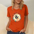 thumbnail image 2 of Dadaria T-Shirt pour Femmes T-Shirt Orange Hauts T-Shirt à Manches Courtes Col Ras du Cou Tee d'Été Empreintes de Mains Chandail Blouses TG, 2 of 5