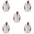 thumbnail image 3 of pitrice Men Shirt Casual Short Sleeve Breathable Replacement Button Down Solid Color Fashionable Home Dating Shirts Top White 3XL 5Set, 3 of 6