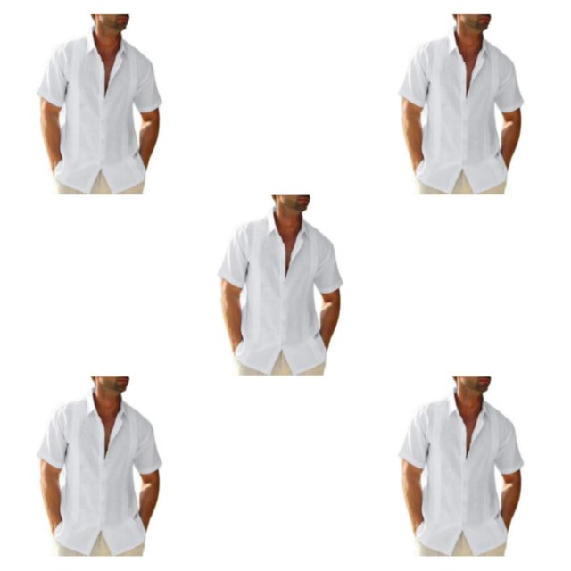 pitrice Men Shirt Casual Short Sleeve Breathable Replacement Button Down Solid Color Fashionable Home Dating Shirts Top White XL 5Set