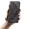 thumbnail image 3 of Étui à Rabat pour iPhone 16 Plus, Portefeuille en Cuir PU Premium avec Fleurs en Relief Totem, Porte-Cartes et Support Compatible avec iPhone 16 Plus - Gris, 3 of 14