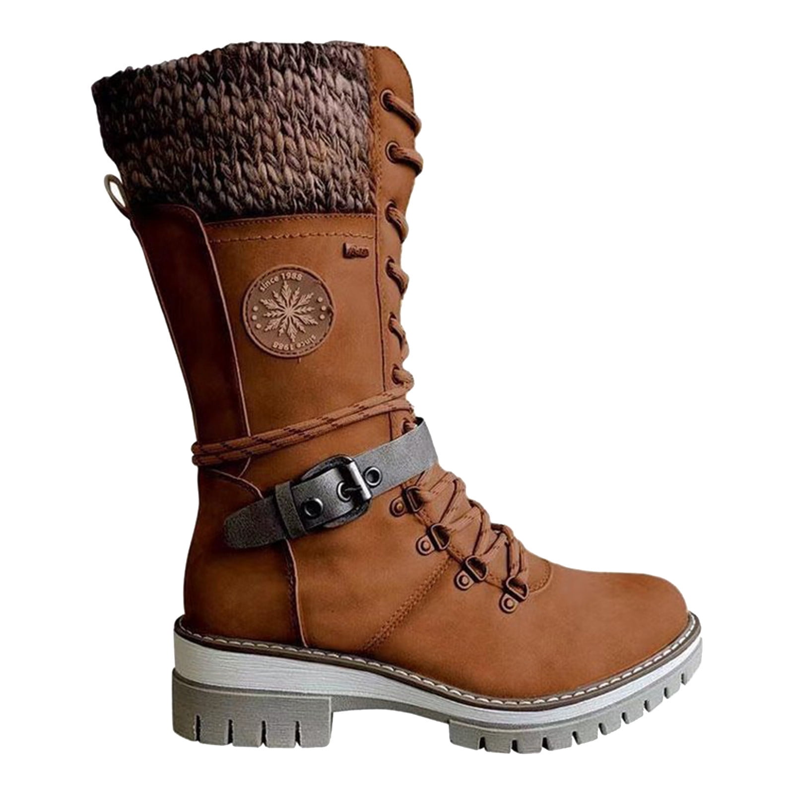 jovati Bottes d'Équitation Western pour Femmes, Mode, Style Cowboy, Décontractées, Chaudes, Talons Bas, Hauteur Genou, Tige Mi-Haute, Chaussures