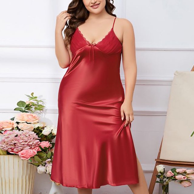 Chemises de Nuit pour Femmes Robe Décontractée Sans Manches Col en V Vêtements de Maison Slip Chemises Courtes