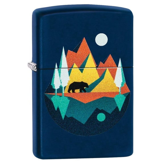 Zippo Briquet de Poche Motif Géométrique Ours et Montagnes