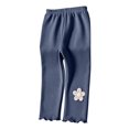 thumbnail image 1 of GigrtiJin 8 Months-7 Years Girls Baby Cotton Pants Solid Color Ribbed Elastic Waisted Pleated Cuff Long Pants with Decoration, 1 of 6