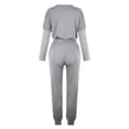 thumbnail image 3 of Mrat Womens Outfits Two Piece 2 Piece Jogging Sets Solid Polyester Long Sleeve Sweatsuits Sets Two Piece Track Suits Drawstring High Waist Pants Set Comfy Outfits B-Gray 5XL, 3 of 4