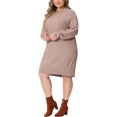 thumbnail image 4 of Robe Chandail Grande Taille GRACE & GRANDEUR pour Femmes à Manches Longues en Tricot, Chandail Court, Robes Chandail Armée 1X Kaki, 4 of 6
