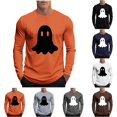 thumbnail image 1 of YOIAVAIOY T-Shirts à Imprimé Effrayant pour Hommes à Manches Longues, Chandail Graphique à Enfiler, T-Shirt Léger à Col Rond, Hauts Stylés d'Automne, Gris TTG, 1 of 6