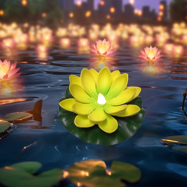EGNMCR Water Sensing Lotuse Pool Lamp Floating Lotuse Pool Lamp Water Sensing Floating Pool Lamp LED Floating Solar Pool Lamp Diwali Festival Blessing River Lantern Solar light