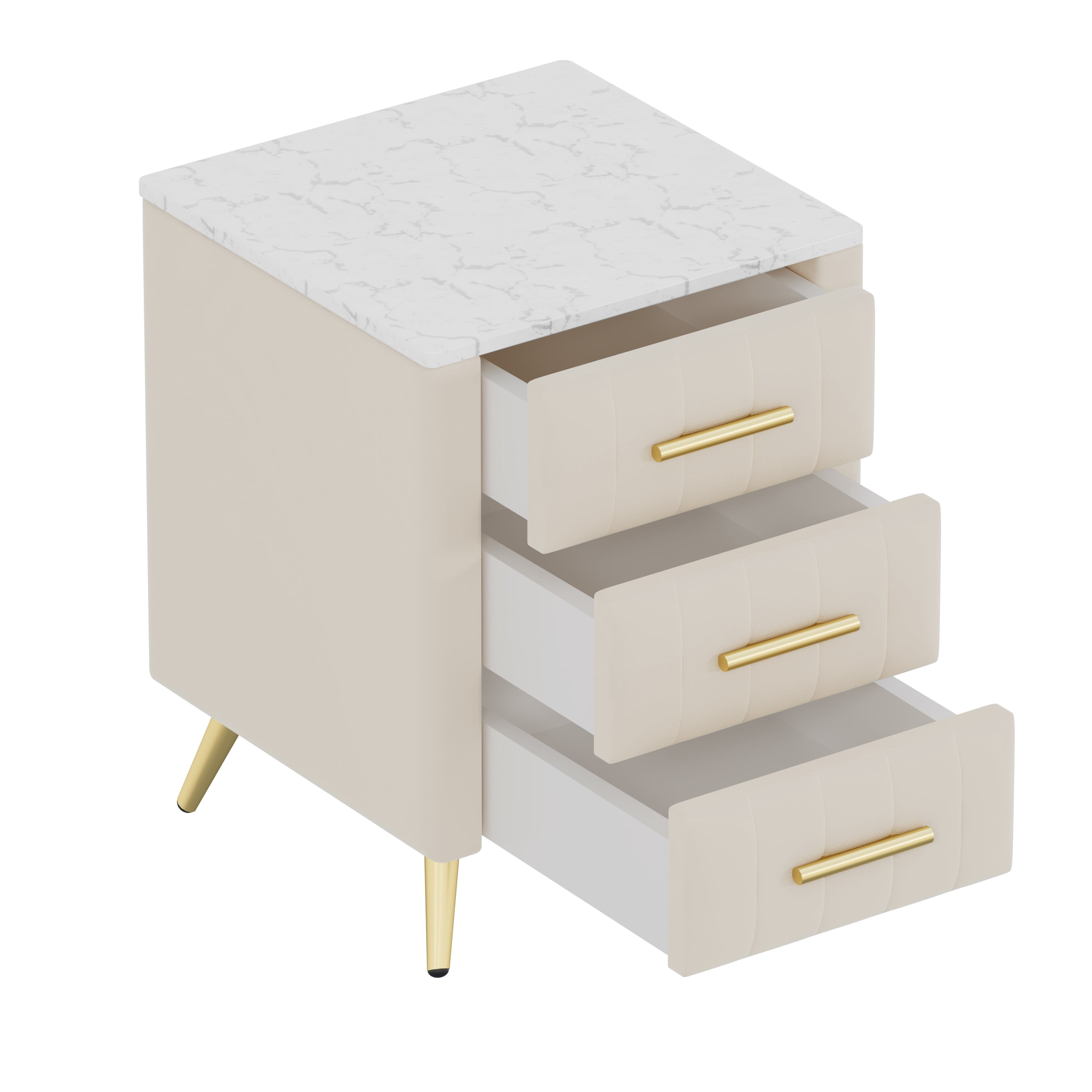 Table de chevet élégante en velours Noble House, beige