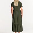 thumbnail image 4 of Fshaion Robe d'Été pour Femmes 2024 Grande Taille Décontractée à Manches Courtes Col Ras du Cou Robe Décontractée Fluide à Volants Maxi Robe de Plage avec Poches Liquidation à Moins de 10!, 4 of 5