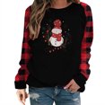 thumbnail image 2 of EQWLJWE T-Shirts de Noël Amusants Bonhomme de Neige pour Femmes Grande Taille Mignon Imprimé à Carreaux Raglan Manches Longues T-Shirt Col Rond Graphique à Carreaux Hauts T-Shirts de Noël pour Femmes 2023 Tendance, 2 of 3