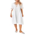 thumbnail image 2 of Contrast Color Loose A-Line Party Dress for Women with Short Sleeves, 2 of 9