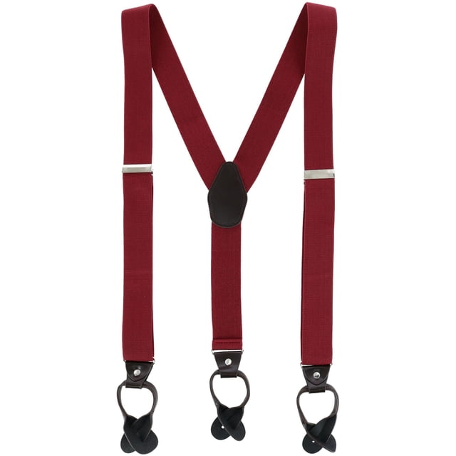 CTM® 1.375 Inch Wide Solid Color Y-Back Button-End Suspenders (Men's)