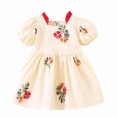 thumbnail image 1 of RXIRUCGD 2025 Vêtements d'Été pour Enfants Robe à Manches Courtes Brodée Motif Jupe, 1 of 2