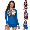 thumbnail image 2 of Coofit Two Piece Swimsuit Set Long Sleeve Sun Protection Rash Guard Wetsuit for Women, 2 of 9