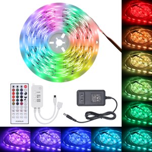 Yeacher LEDs Strip Lights with IR Remote Smartphone BT Connection 5m 150LEDs 5050RGB Color Changing